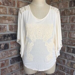 Free People Swoop Open Back Cream Top XS